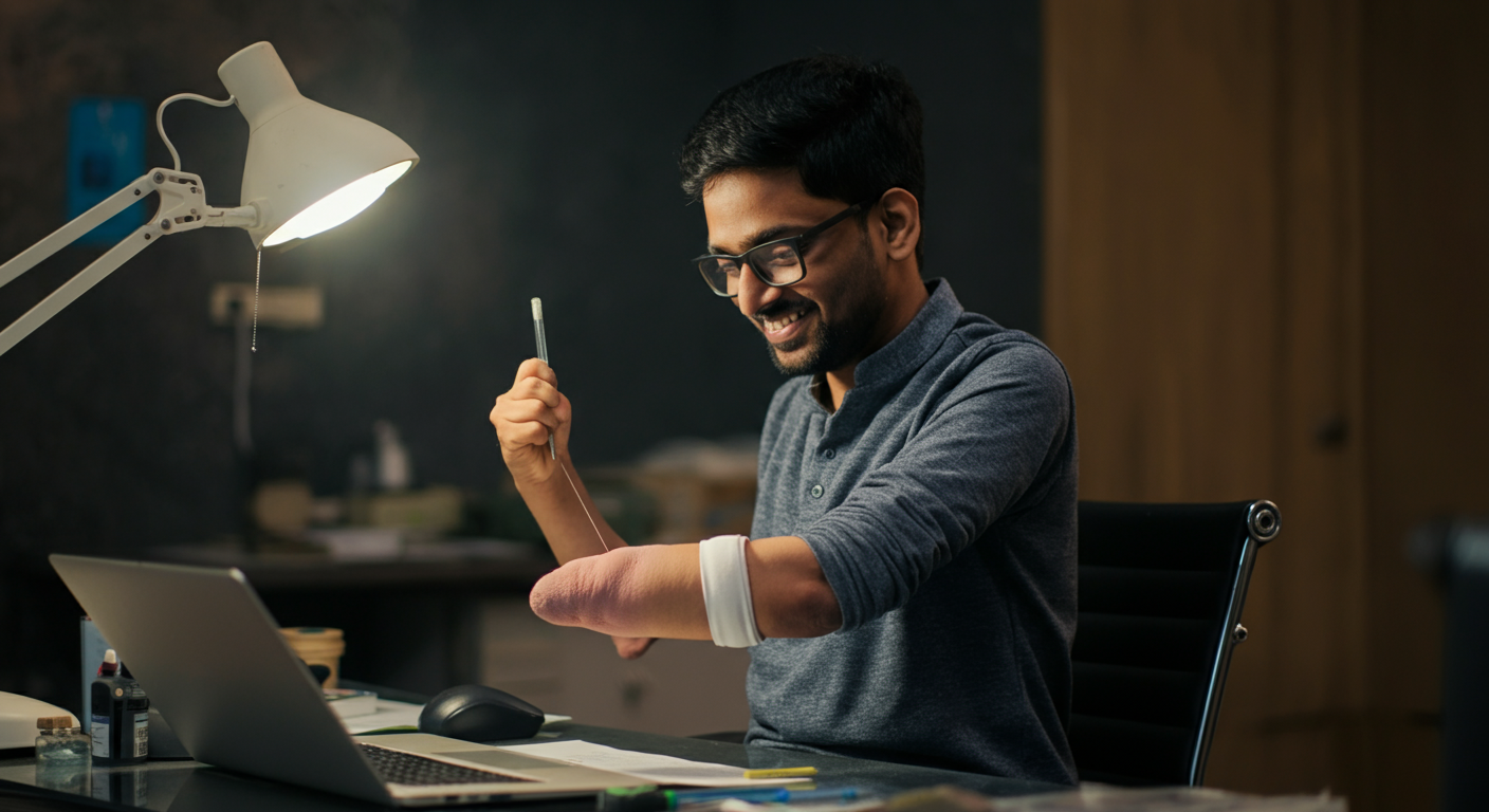 One Hand, Ten Fingers' Worth of Skill: A One-Armed Coder's Journey at a Bengaluru Startup